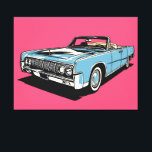 Impressão Em Tela Azul Clássico Retro Conversível Pop Art<br><div class="desc">Impressão de Ilustração Pop Art do Conversível Clássico Azul Retro</div>
