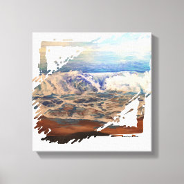 Impressão Em Tela Azul das ondas de praia