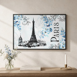 Impressão em Tela Azul de Paris