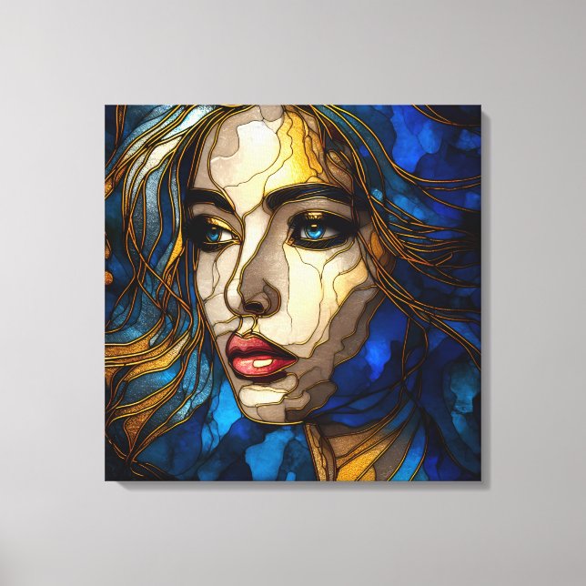 Impressão Em Tela Azul e a legância do Ouro - IA na ascensão (Frente)