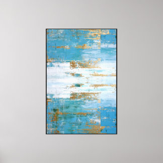 Impressão Em Tela Azul e Dourado Mármore Veia Abstrato