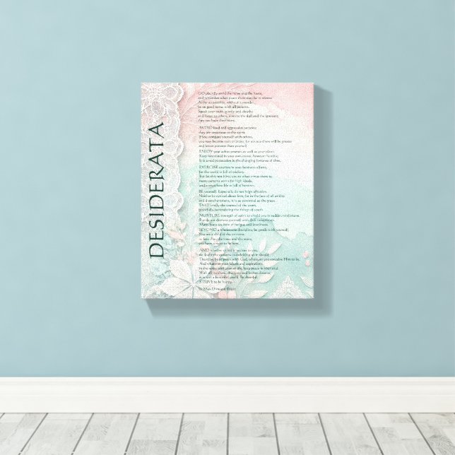 Impressão Em Tela Azul e Rosa Floral e Renda (Insitu(piso de madeira))
