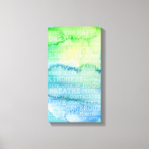 Impressão Em Tela Azul inspirado do verde das palavras dos