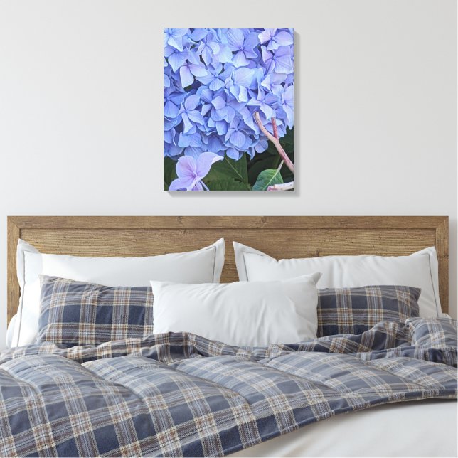 Impressão Em Tela Azul Mophead Hydrangea Flor Bloom (Insitu(Quarto))
