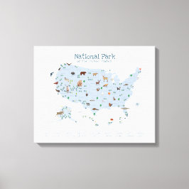 Impressão Em Tela Azul National Park Map Woodland Nursery