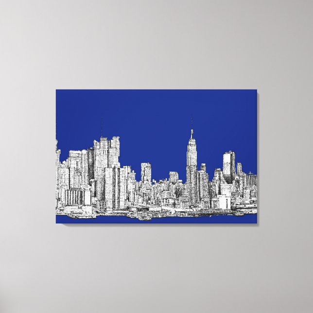 Impressão Em Tela Azul real tinta NYC (Frente)