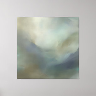 Impressão Em Tela Azul Sereno Teal Ondas Abstratas Paisagem Etérea