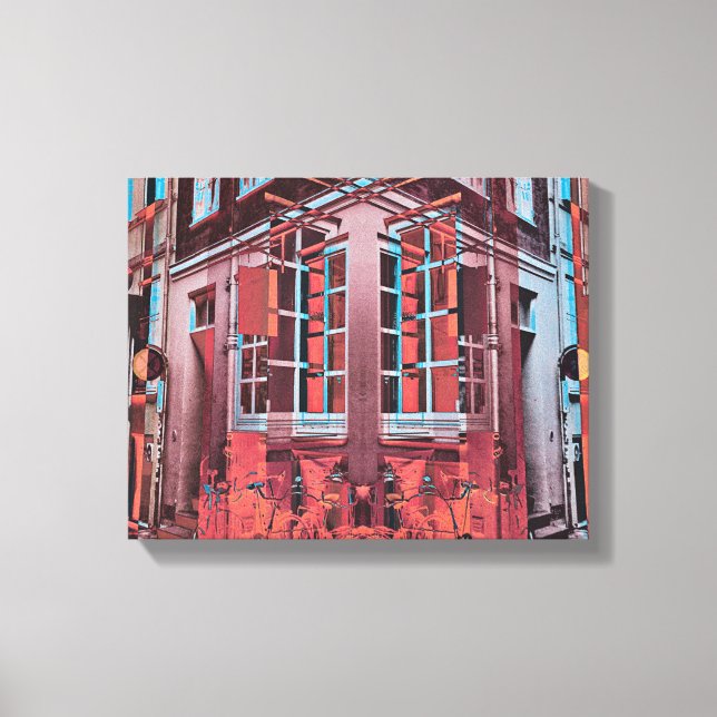 Impressão Em Tela Azul vermelho Copenhaga janelas de reflexão arte d (Frente)