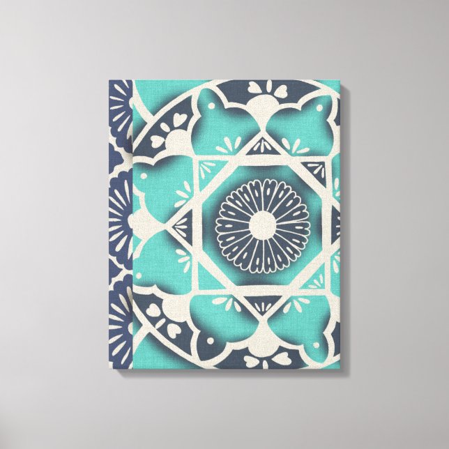 Impressão Em Tela Azulejo Batik Azul II (Frente)