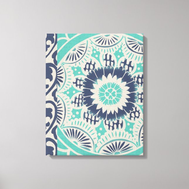 Impressão Em Tela Azulejo Batik Azul III (Frente)