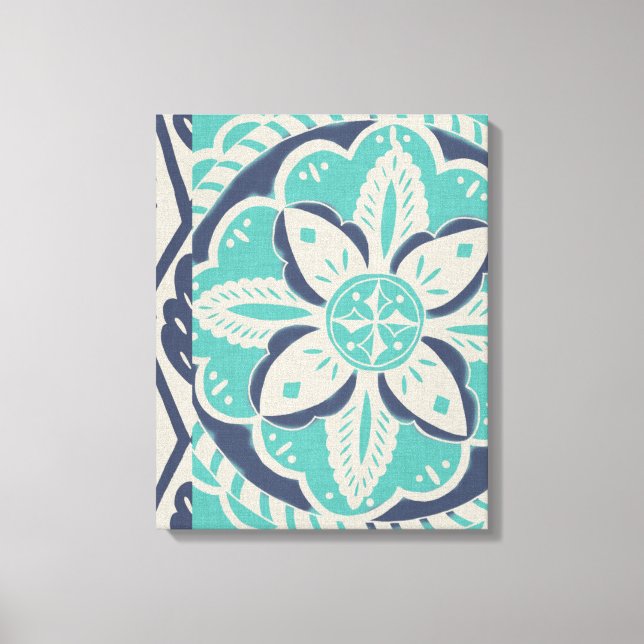 Impressão Em Tela Azulejo Batik Azul IV (Frente)