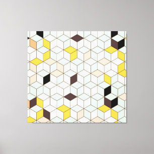 Impressão Em Tela Azulejos, padrão branco preto geométrico.