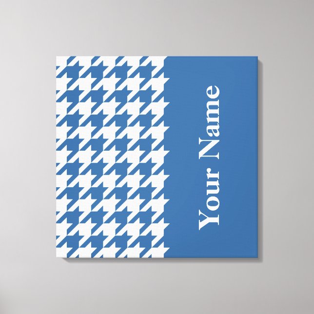 Impressão Em Tela Azure Elegant Houndstooth com nome (Frente)