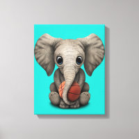 Baby Elephant Brincando Com Basquete