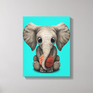 Impressão Em Tela Baby Elephant Brincando Com Basquete