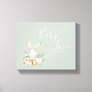 Impressão Em Tela Baby Love Script Pink Sage Woodland Animal