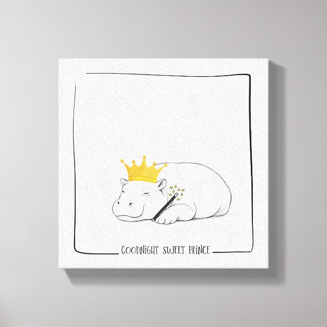 Impressão Em Tela Baby Pygmy Hippo-Goodnight Sweet Prince (Frente)