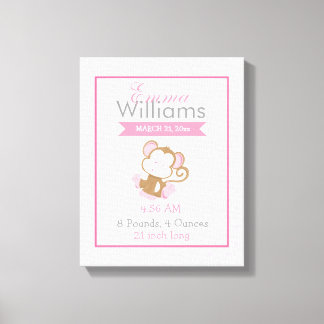 Impressão Em Tela Baby Safari Rosa Sleepy Mackey Nursery Art Gift