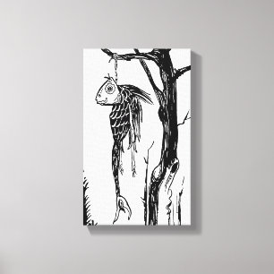 Impressão Em Tela Bacalhau, pendurado num galho