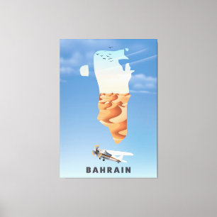 Impressão Em Tela Bahrain Illustrated poster de viagens.