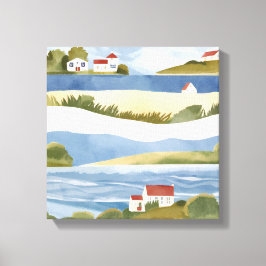 Impressão Em Tela Baía de Cabo Cod | Aquarela Costeira do Oceano