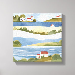 Impressão Em Tela Baía de Cape Cod   Aquarela da Costa da Orla Oceân