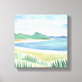 Impressão Em Tela Baía de Grass de Praia | Oceano Costeiro de Aquare