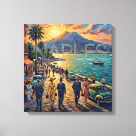 Impressão Em Tela Baía de Nápoles ao Pôr-do-Sol Riviera Arte em Tela