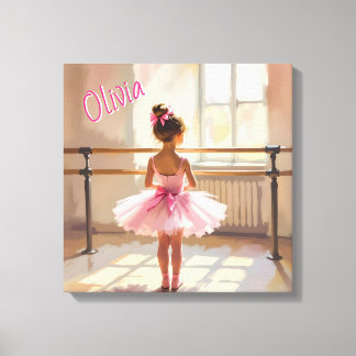 Impressão Em Tela Bailarina Personalizada com tema de Ballet em Rosa
