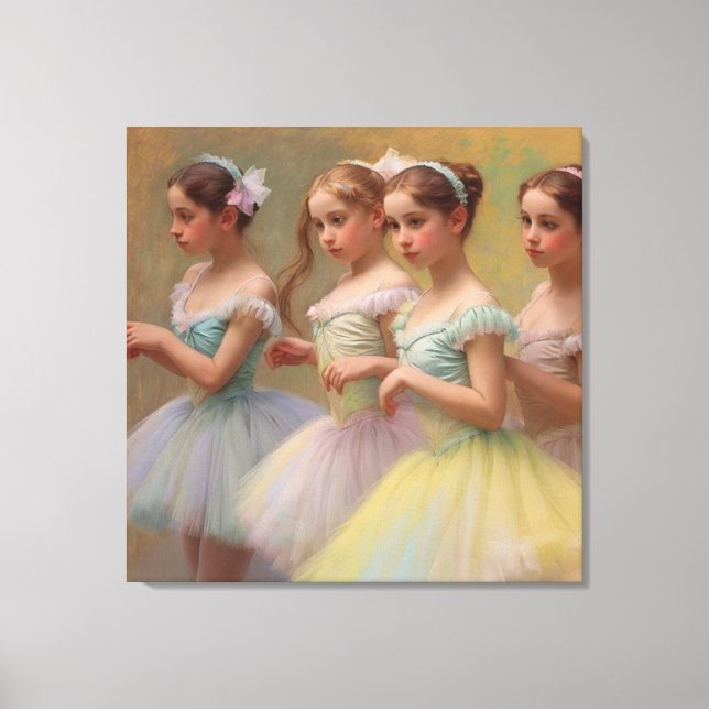 Impressão Em Tela Bailarinas en el estilo de Degas en tonos suaves (Frente)