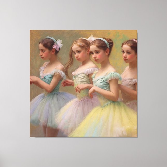 Impressão Em Tela Bailarinas en el estilo de Degas en tonos suaves (Frente)