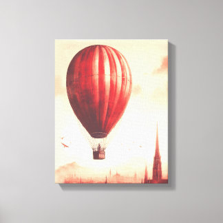 Impressão Em Tela Balão Vermelho Vintage a Guache