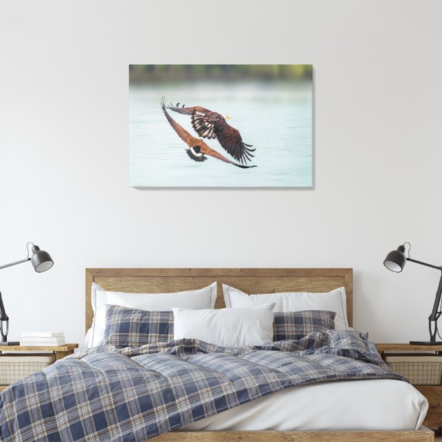 Impressão Em Tela Bald Eagle and Goose Nature Wildlife Fine Art (Insitu(Quarto))