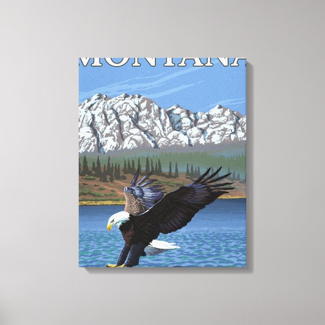 Impressão Em Tela Bald Eagle Diving - Montana (Frente)
