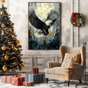 Impressão Em Tela Bald Eagle em Voo: Impasto Dinâmico à Arte