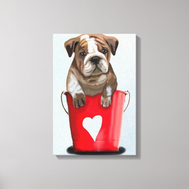 Impressão Em Tela Balde De Cachorro Do Amor Vermelho (Frente)