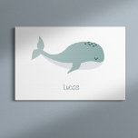 Impressão Em Tela Baleia Azul Cuta com Nome Personalizado Criança Pe<br><div class="desc">Esta baleia adorável adiciona um toque fofo ao seu filho ou ao seu quarto ou berçário. Adicione um nome ou outro texto para um toque personalizado,  ou remova,  de acordo com sua preferência. Faz um presente personalizado de excelente para um aniversário ou chá de fraldas!</div>