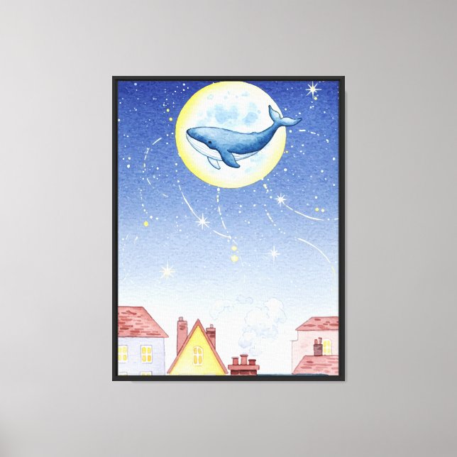 Impressão Em Tela Baleia na Lua (Frente)
