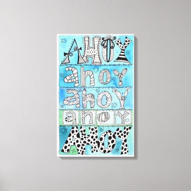 Impressão Em Tela Baleias de Diversão Náutica Azul (Frente)