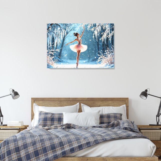 Impressão Em Tela Ballerina dança da neve inverno beleza arte (Insitu(Quarto))