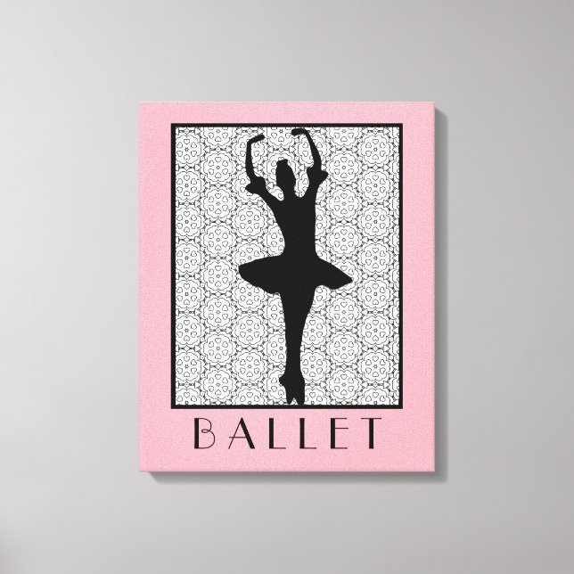 Impressão Em Tela Ballerina Silhouette em um padrão de Heart Mandala (Frente)