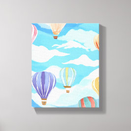 Impressão Em Tela Balões de Ar Quente Pintura Aquarela Arte 