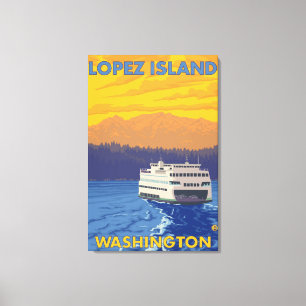 Impressão Em Tela Balsa e montanhas - ilha de López, Washington