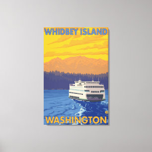 Impressão Em Tela Balsa e montanhas - ilha de Whidbey, Washington