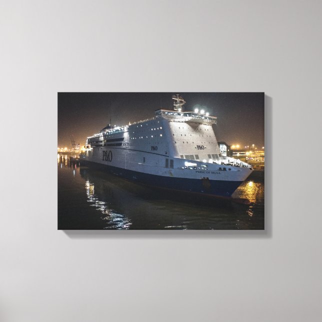 Impressão Em Tela Balsa P&O Pride of Hull à Noite (Frente)