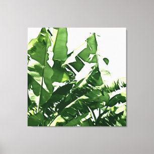Impressão Em Tela Banana deixa pintura monocromática verde
