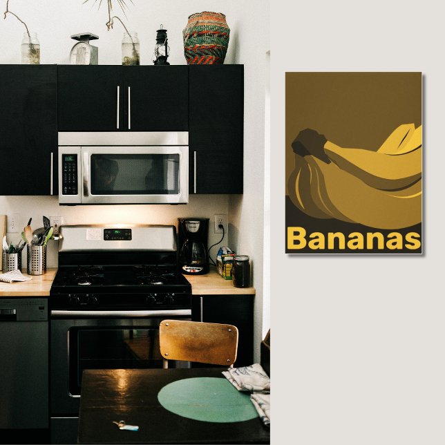 Impressão Em Tela Bananas No Baixo, Decinto De Parede Da Cozinha Neg (Bananas At Dusk, Black Kitchen Wall Decor)