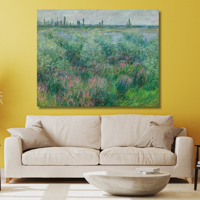 Impressão Em Tela Bancos do Sena perto de Vétheuil, Monet 1881 (Criador carregado)