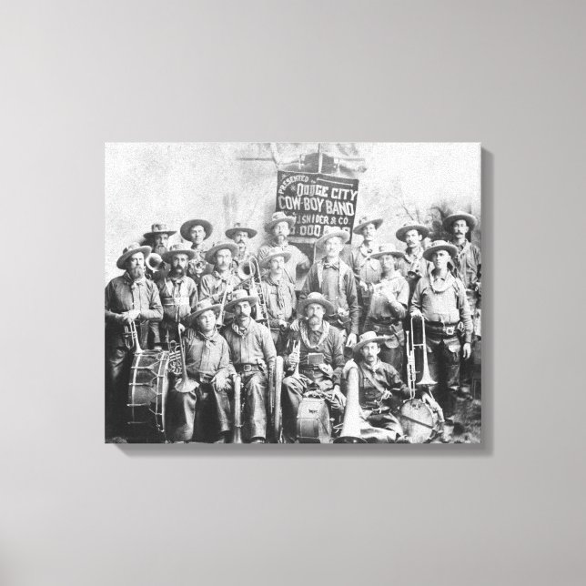 Impressão Em Tela Banda Dodge City Cow Boy com Instrumentos (Frente)