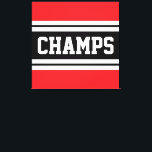 Impressão Em Tela Bandas brancas escuras brilhantes do CHAMPS<br><div class="desc">Este esportivo,  design atlético,  apresenta dentro de texto CHAMPS em negrito com faixas de corridas horizontais brancas e pretas contra faixas externas brilhantes e vermelhas. O texto neste design pode ser personalizado.</div>